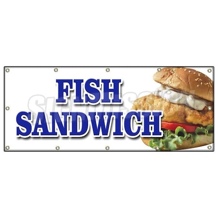 Signmission FISH SANDWICH BANNER SIGN haddock cod fresh deep fried beer battered B-120 Fish Sandwich
